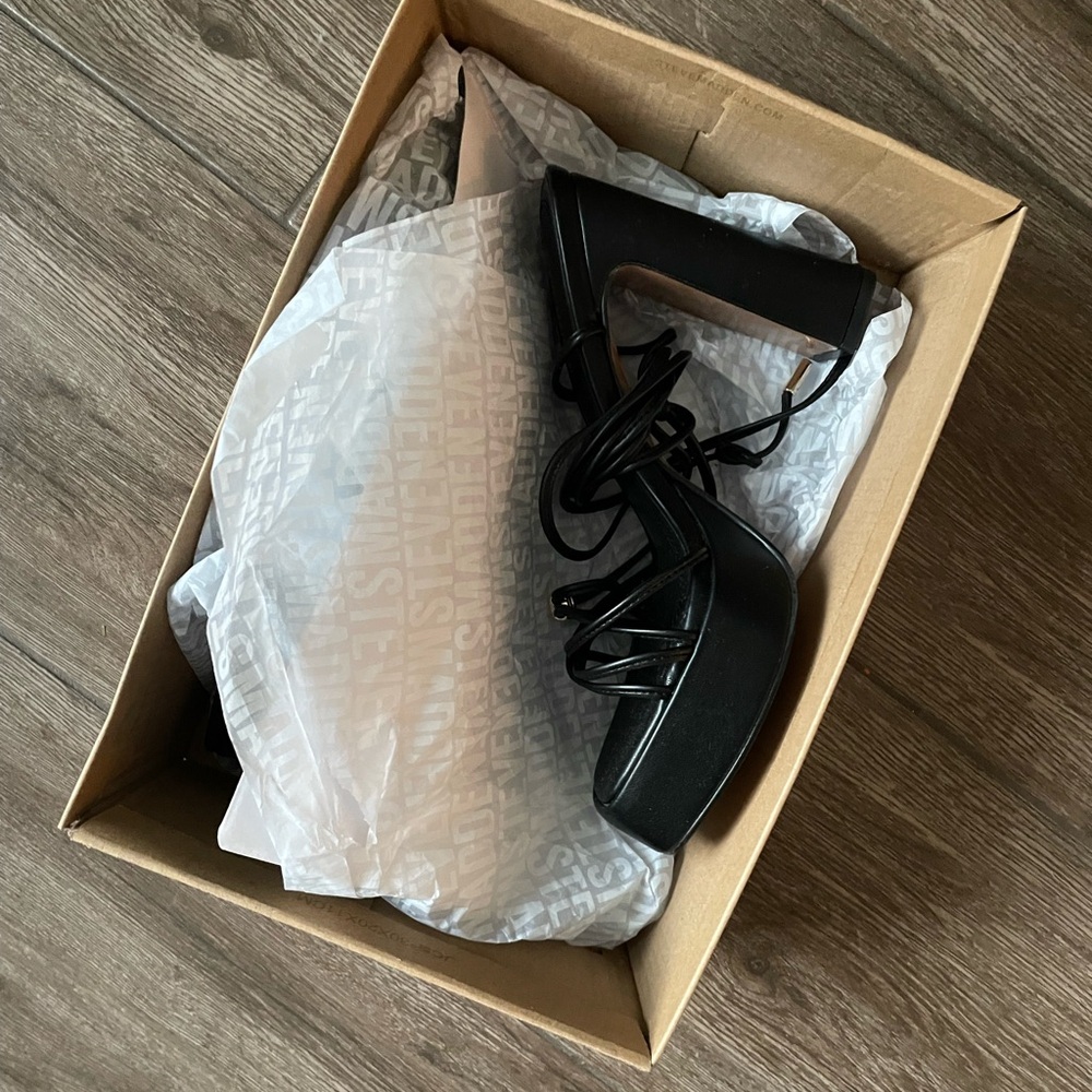 Steve Madden Black Strappy Platform Heels